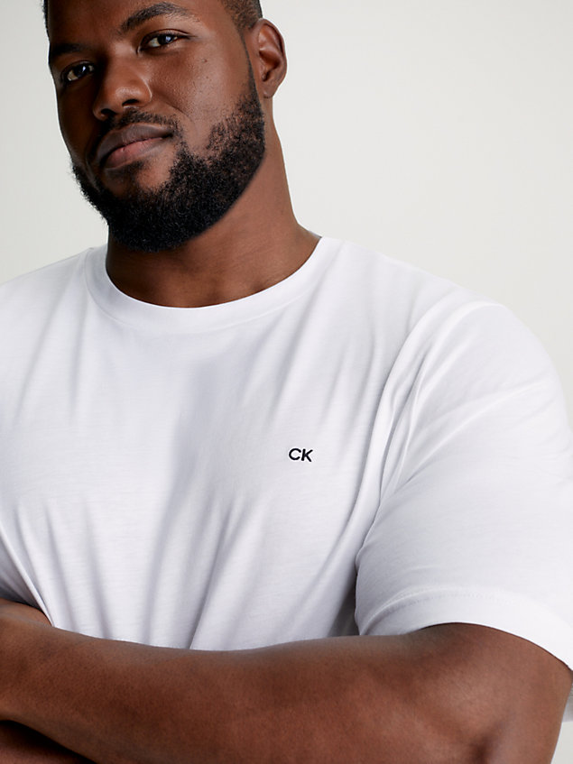 white swobodny t-shirt plus size dla mężczyźni - calvin klein