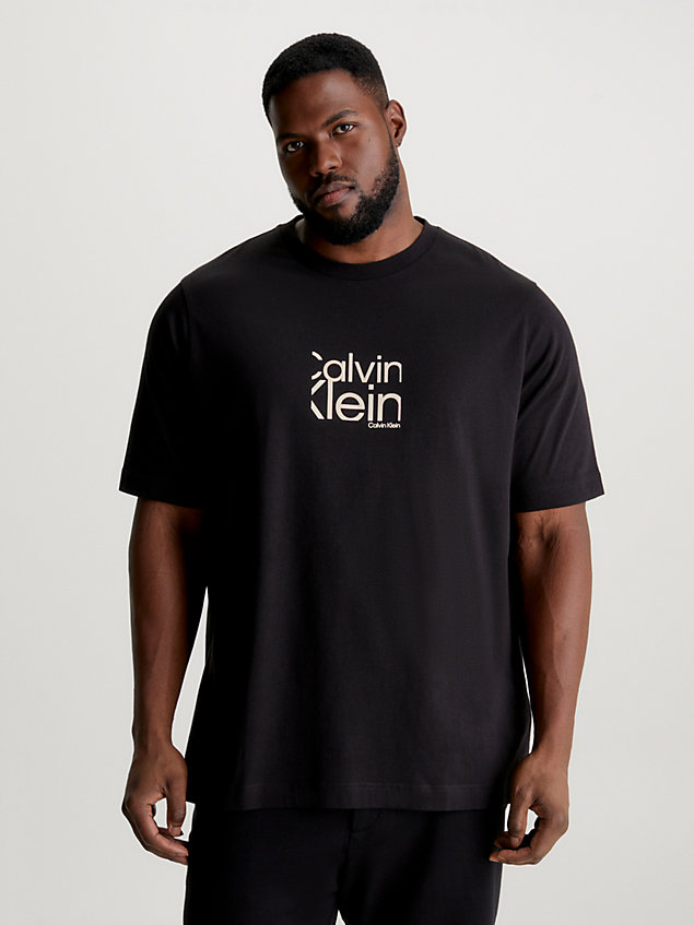 black logo-t-shirt in großen größen für herren - calvin klein