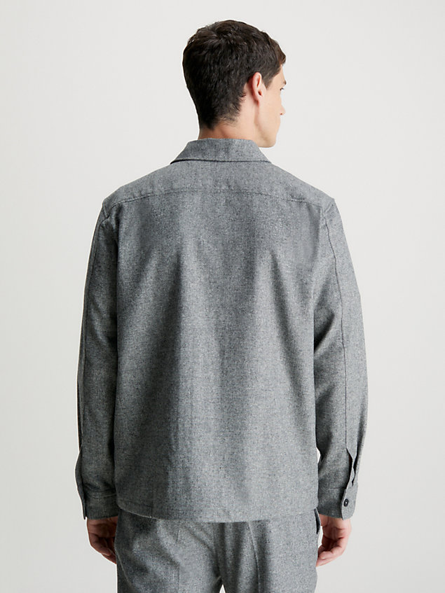 grey boxy flannel overshirt for men calvin klein