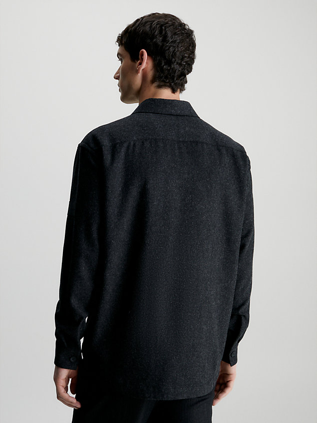 black swobodny overshirt z mieszanki wełny dla mężczyźni - calvin klein