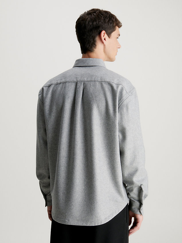 grey lässiges überhemd aus woll-mix für herren - calvin klein