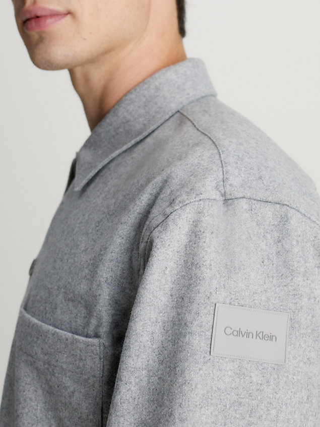 grey relaxed wool blend overshirt for men calvin klein