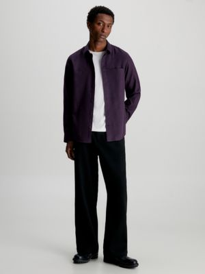 camisa boxy de franela purple de hombre calvin klein