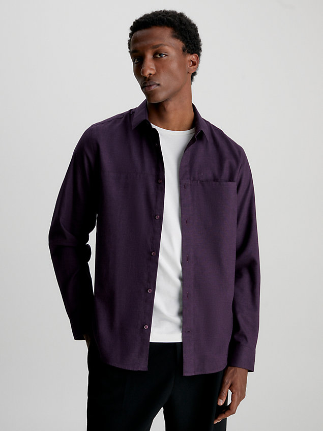 camicia di flanella taglio a sacchetto purple da uomo calvin klein