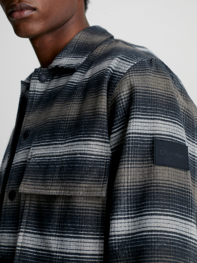 black boxy flannel checkered overshirt for men calvin klein