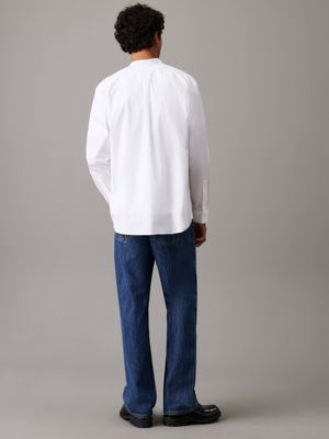 white swobodna koszula ze stójką dla mężczyźni - calvin klein