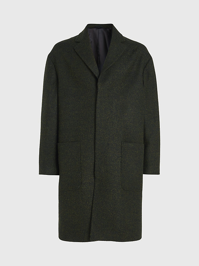 green boucle twill coat for men calvin klein
