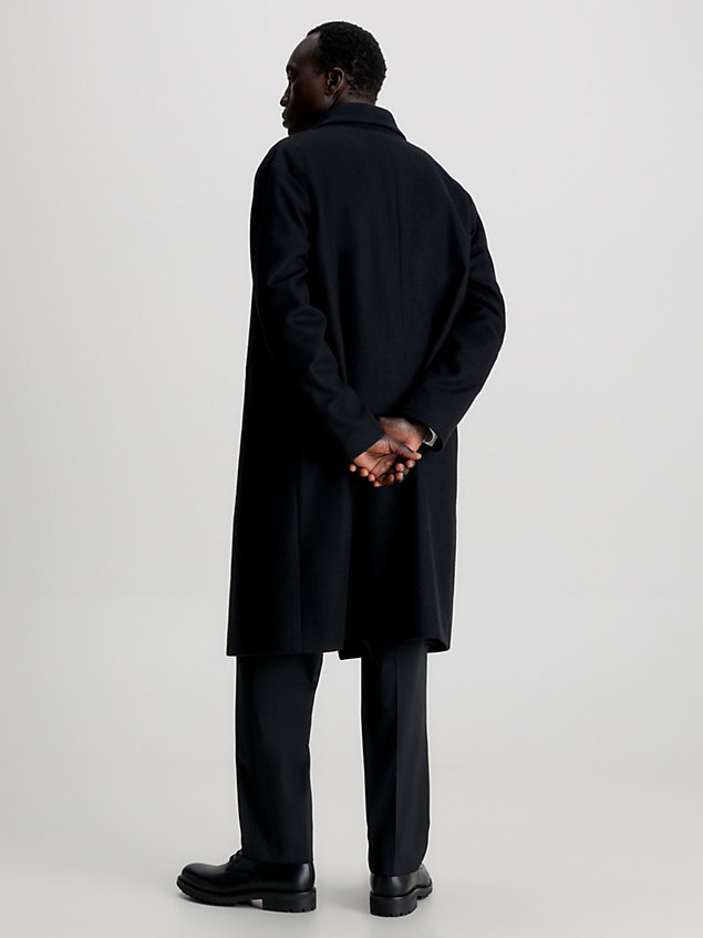 black dwurzędowy płaszcz z wełny i kaszmiru dla mężczyźni - calvin klein