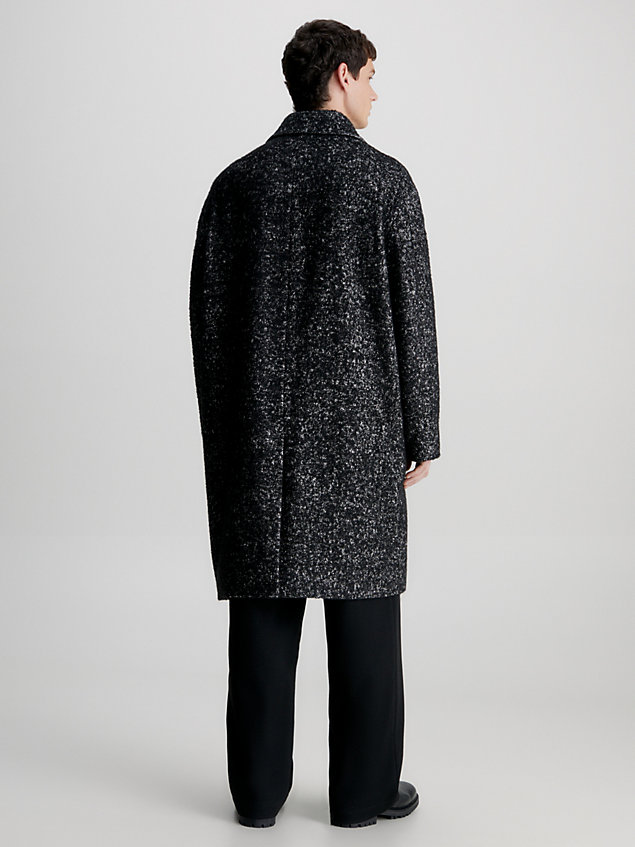 black relaxed double breasted boucle coat for men calvin klein