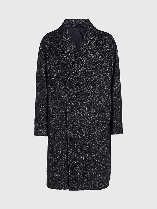 ck black relaxed double breasted boucle coat for men calvin klein