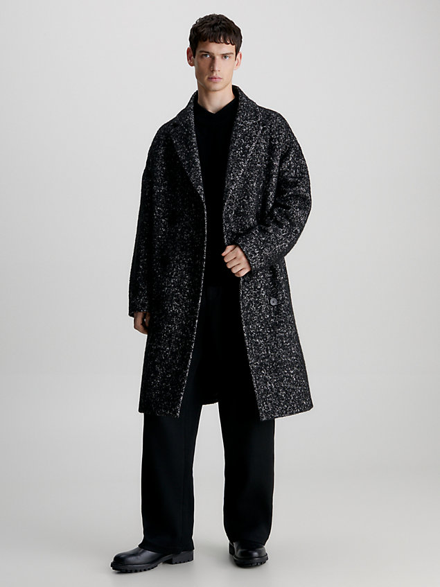abrigo holgado con doble botonadura de buclé black de hombre calvin klein