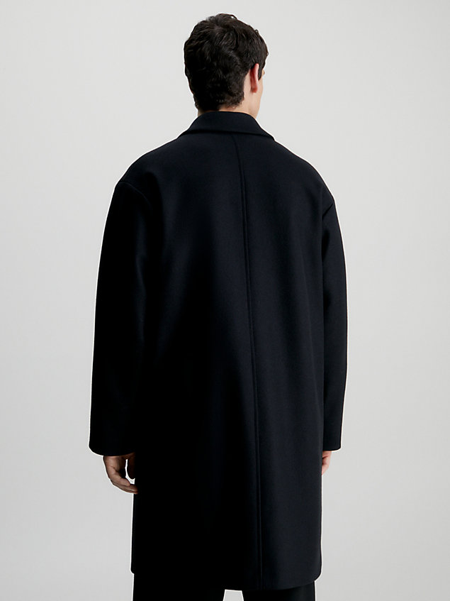 cappotto in misto lana modello rilassato black da uomo calvin klein