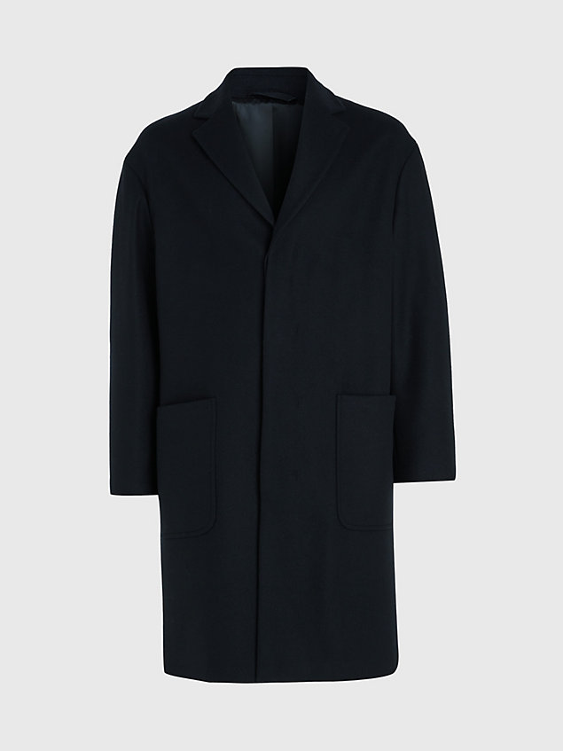 manteau relaxed en laine mélangée black pour hommes calvin klein