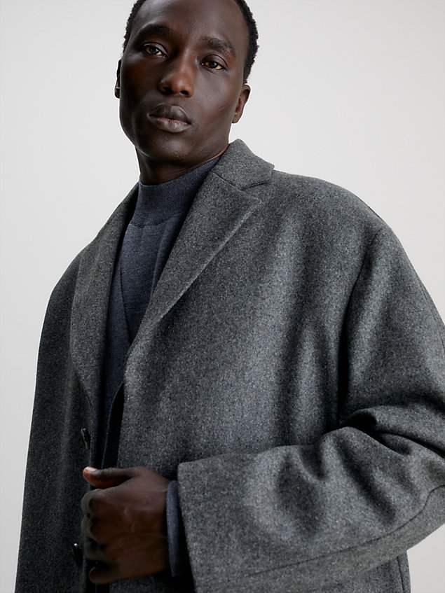 cappotto in misto lana modello rilassato grey da uomo calvin klein