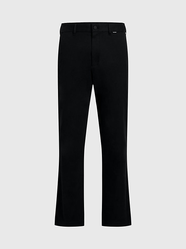 black straight twill trousers for men calvin klein