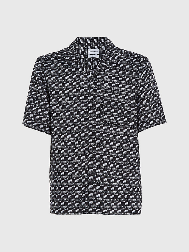 black kastiges bowling-hemd mit print für herren - calvin klein