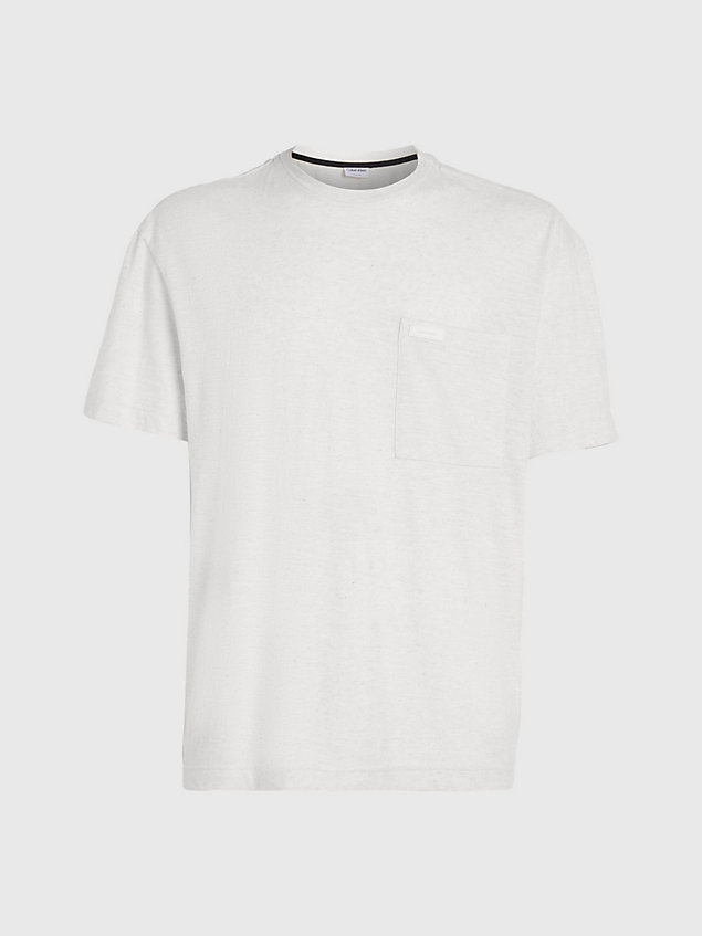white linen blend t-shirt for men calvin klein