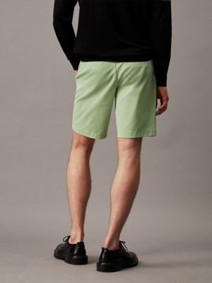 quiet green slim twill belted shorts for men calvin klein