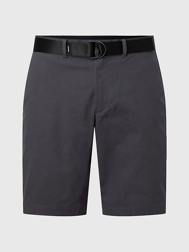 grey schmale shorts mit gürtel aus twill für herren - calvin klein