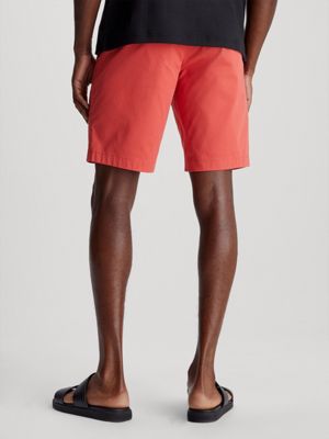 baked apple slim twill belted shorts for men calvin klein