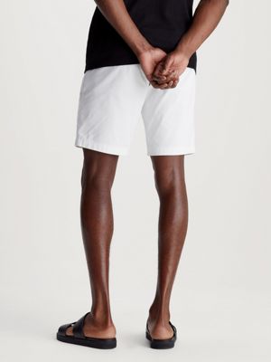 bright white slim twill belted shorts for men calvin klein