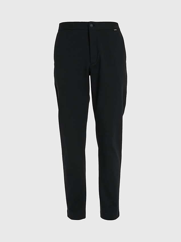 black tapered knit trousers for men calvin klein