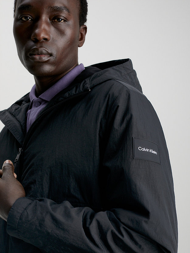 ck black padded crinkle nylon jacket for men calvin klein