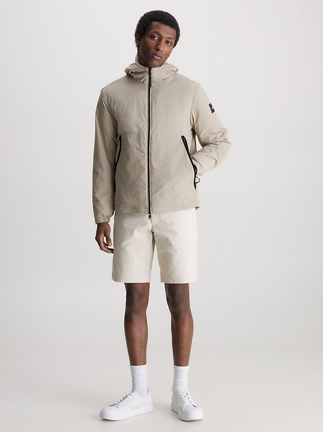 grey padded crinkle nylon jacket for men calvin klein