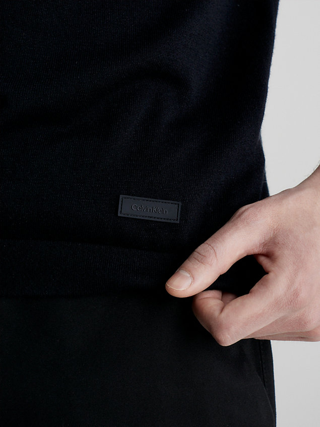 black sweter z krótkim rękawem dla mężczyźni - calvin klein