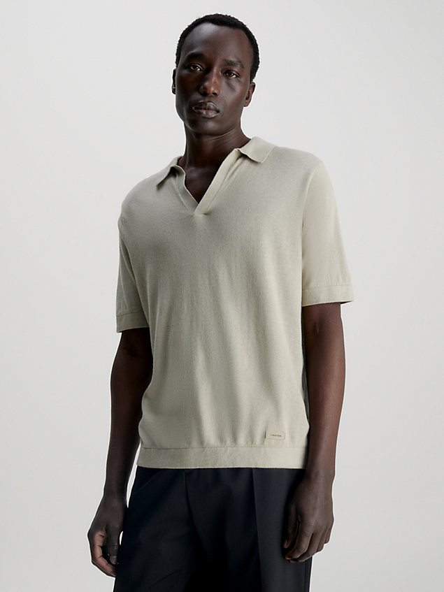 grey koszula polo bez guzików dla mężczyźni - calvin klein