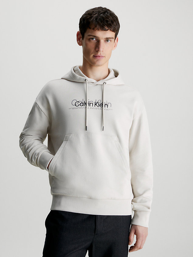 beige logo hoodie for men calvin klein