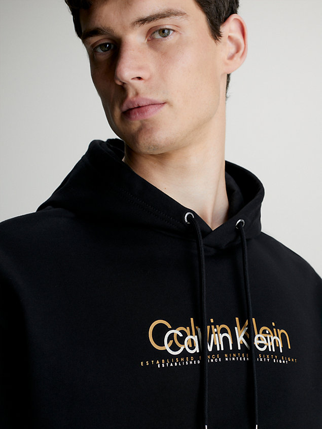 black logo hoodie for men calvin klein
