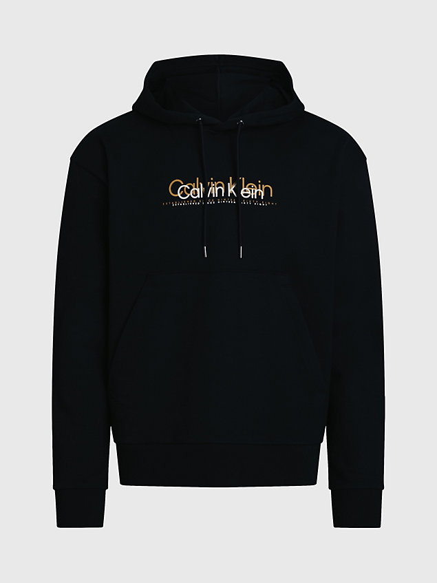 black logo-hoodie für herren - calvin klein