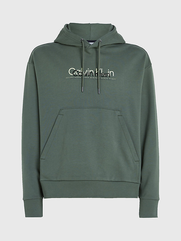 green hoodie met logo voor heren - calvin klein