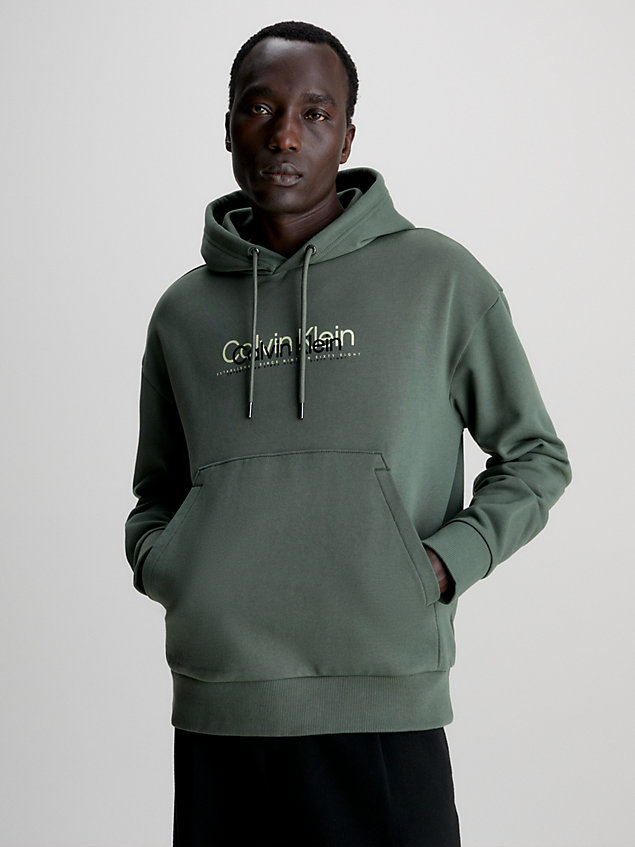 green logo hoodie for men calvin klein