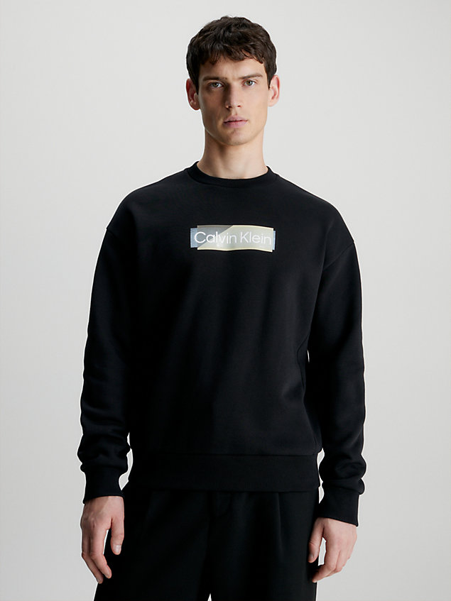 black sweatshirt met logo voor heren - calvin klein