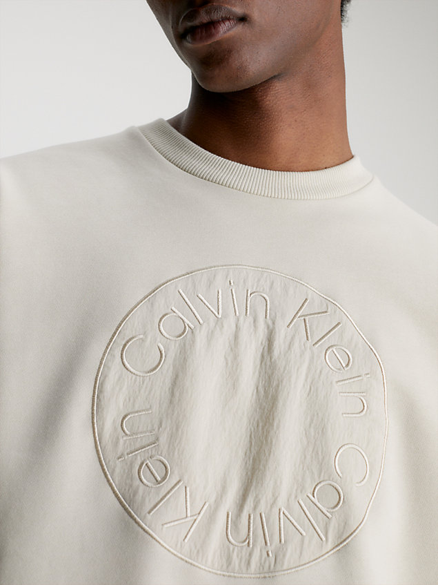 grey embroidered logo sweatshirt for men calvin klein