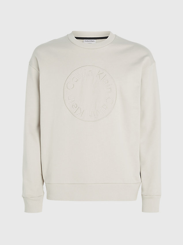 grey sweatshirt met geborduurd logo voor heren - calvin klein