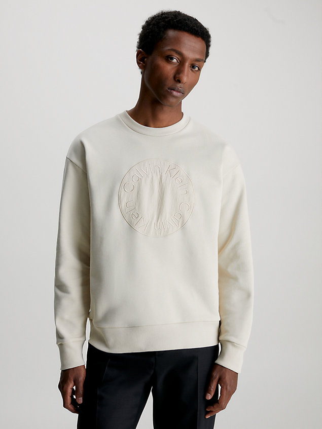 grey embroidered logo sweatshirt for men calvin klein