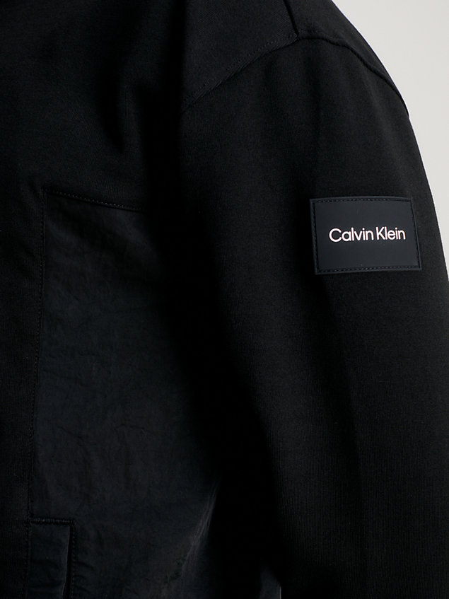 black teksturowana bluza z kapturem dla mężczyźni - calvin klein
