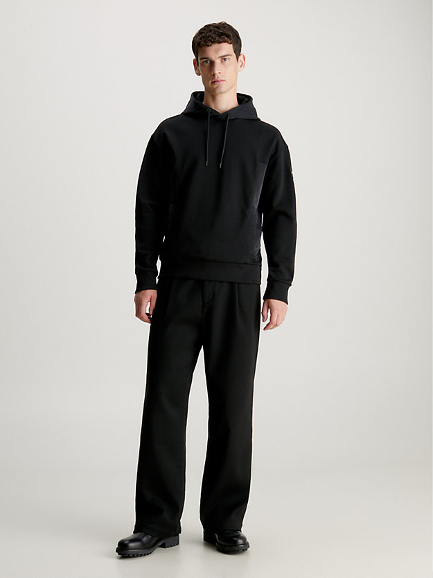 ck black textured hoodie for men calvin klein