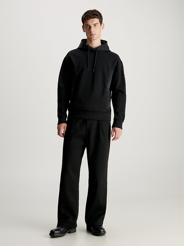 black textured hoodie for men calvin klein
