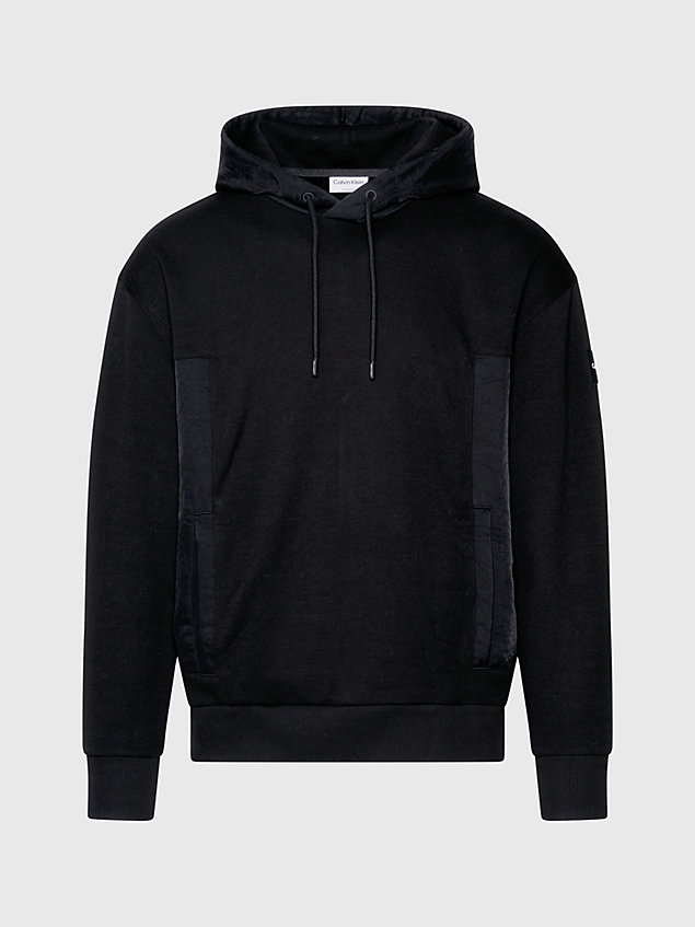 black hoodie met textuur voor heren - calvin klein