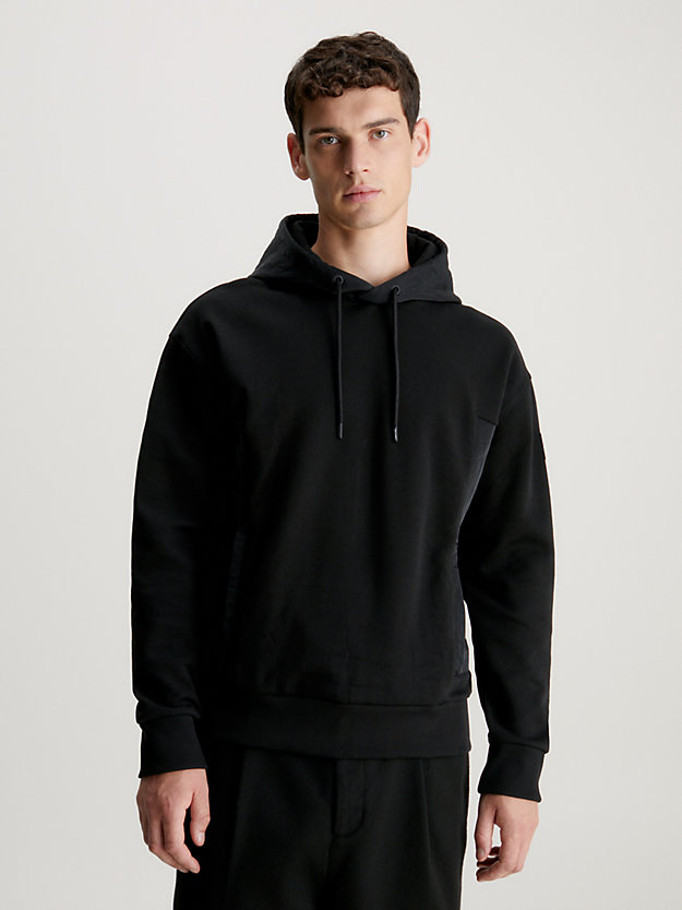 ck black textured hoodie for men calvin klein
