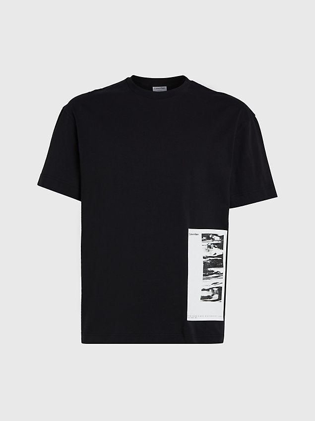 t-shirt grafica in cotone black da uomo calvin klein