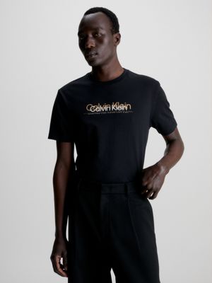 Calvin Klein Central Front Small Logo T-shirt in Black for Men