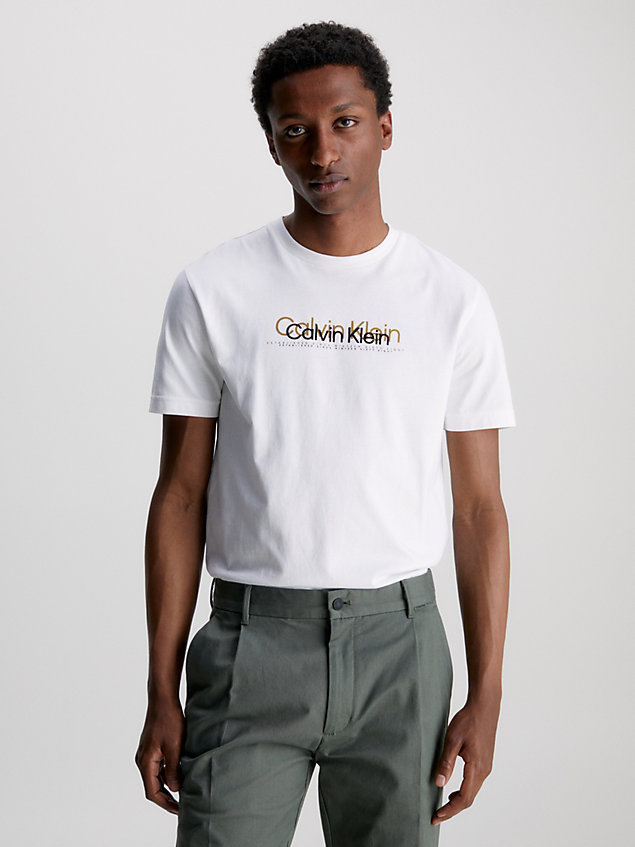 white t-shirt z logo dla mężczyźni - calvin klein