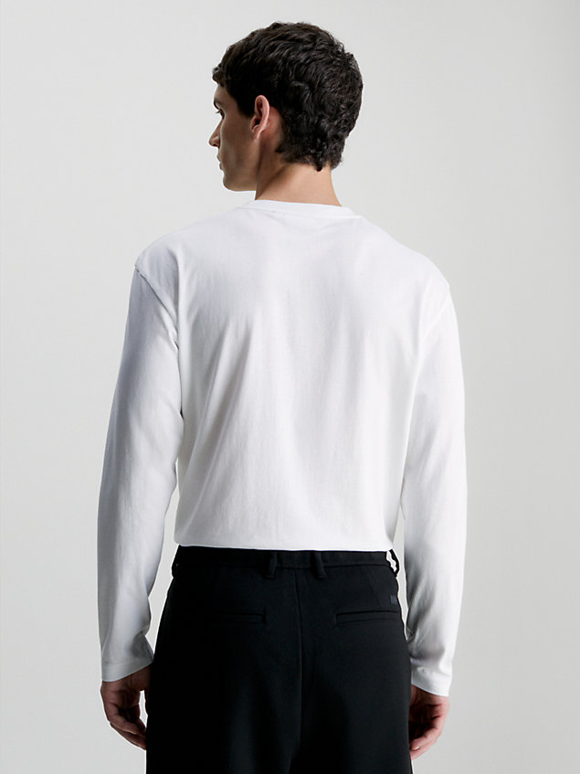 white t-shirt z długim rękawem dla mężczyźni - calvin klein