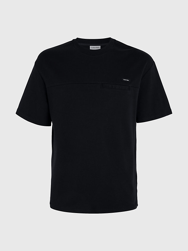 black cotton micro logo t-shirt for men calvin klein