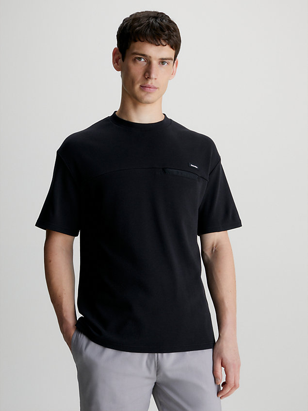 black t-shirt bawełniany z małym logo dla mężczyźni - calvin klein